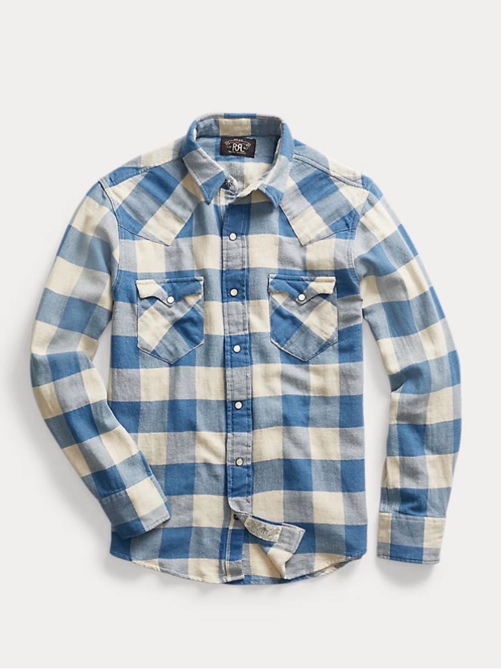 Ralph Lauren Blue and White Plaid Button-Down Shirt